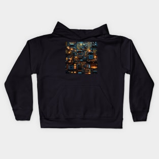 Cyber Circuit Cityscape Kids Hoodie